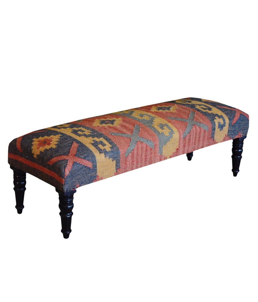 Traditional Kilim Bench Natural Furnish 现代客厅設計點子、靈感 & 圖片 凳子與椅子
