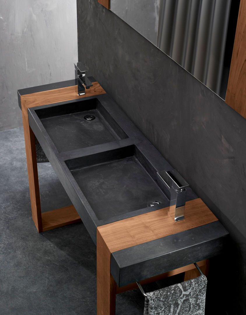 SIMI - Mueble con lavabo, toalleros y espejo BATHCO Baños de estilo mediterráneo Lavabos