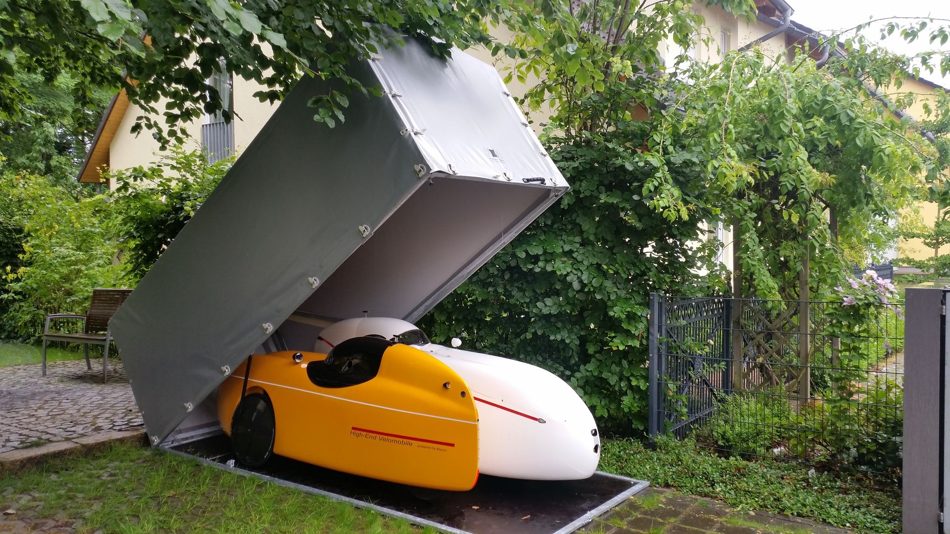 Garage für Liegefahrräder / Velomobil , Planen Krämer Planen Krämer Garajes domésticos de estilo industrial