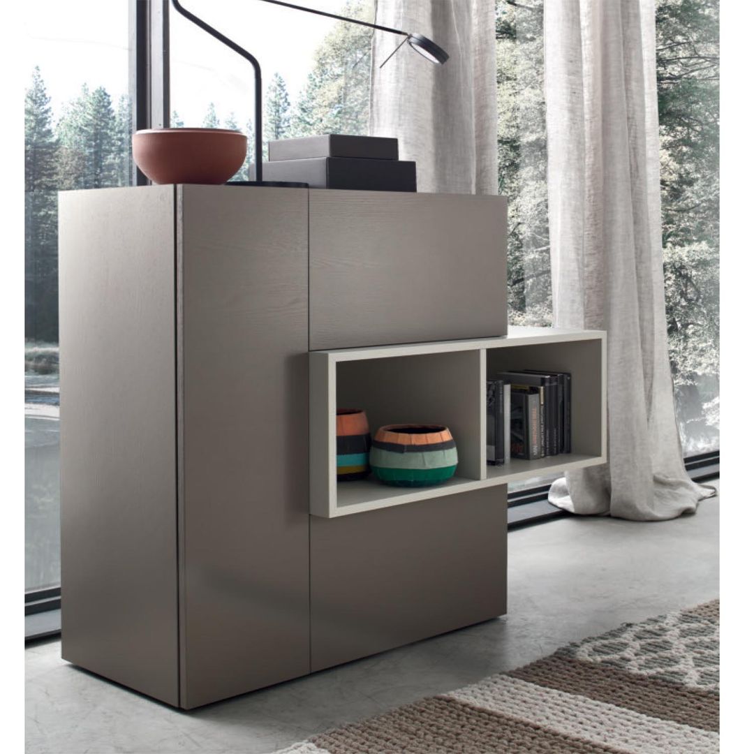 Chest with open compartment, drawer, door Geometry by Orme homify モダンデザインの ダイニング ドレッサー＆サイドボード