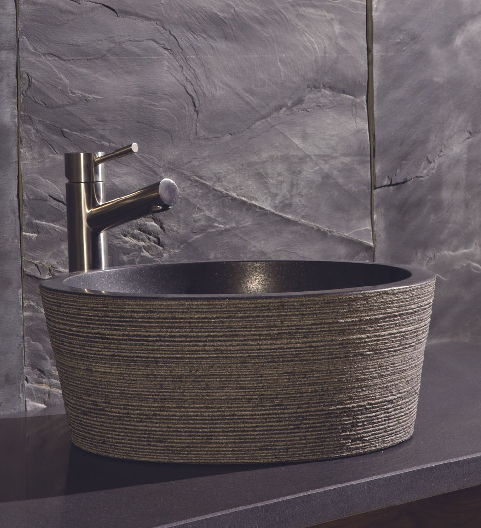 Stonearth - Roma Black Granite Basin Stonearth Interiors Ltd Rustic style bathroom Sinks