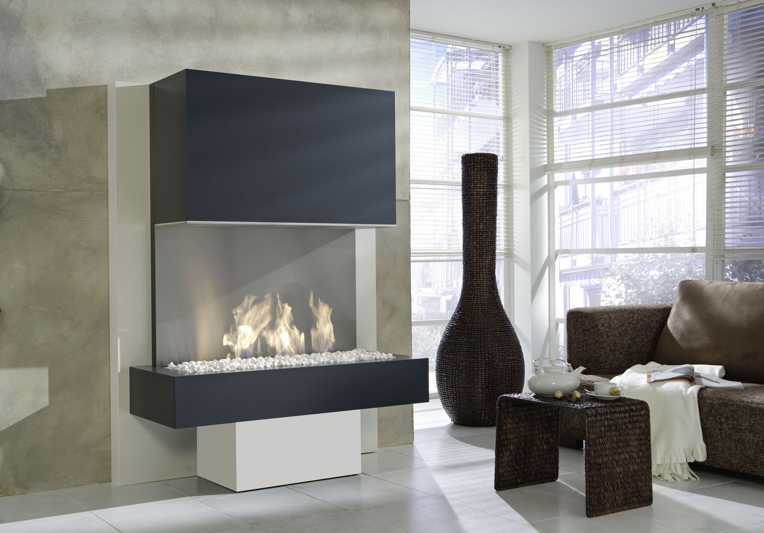 Moderne Kamine - Elektrokamine + Ethanolkamine, Kamin-Design GmbH & Co KG Kamin-Design GmbH & Co KG غرفة المعيشة MDF Fireplaces & accessories