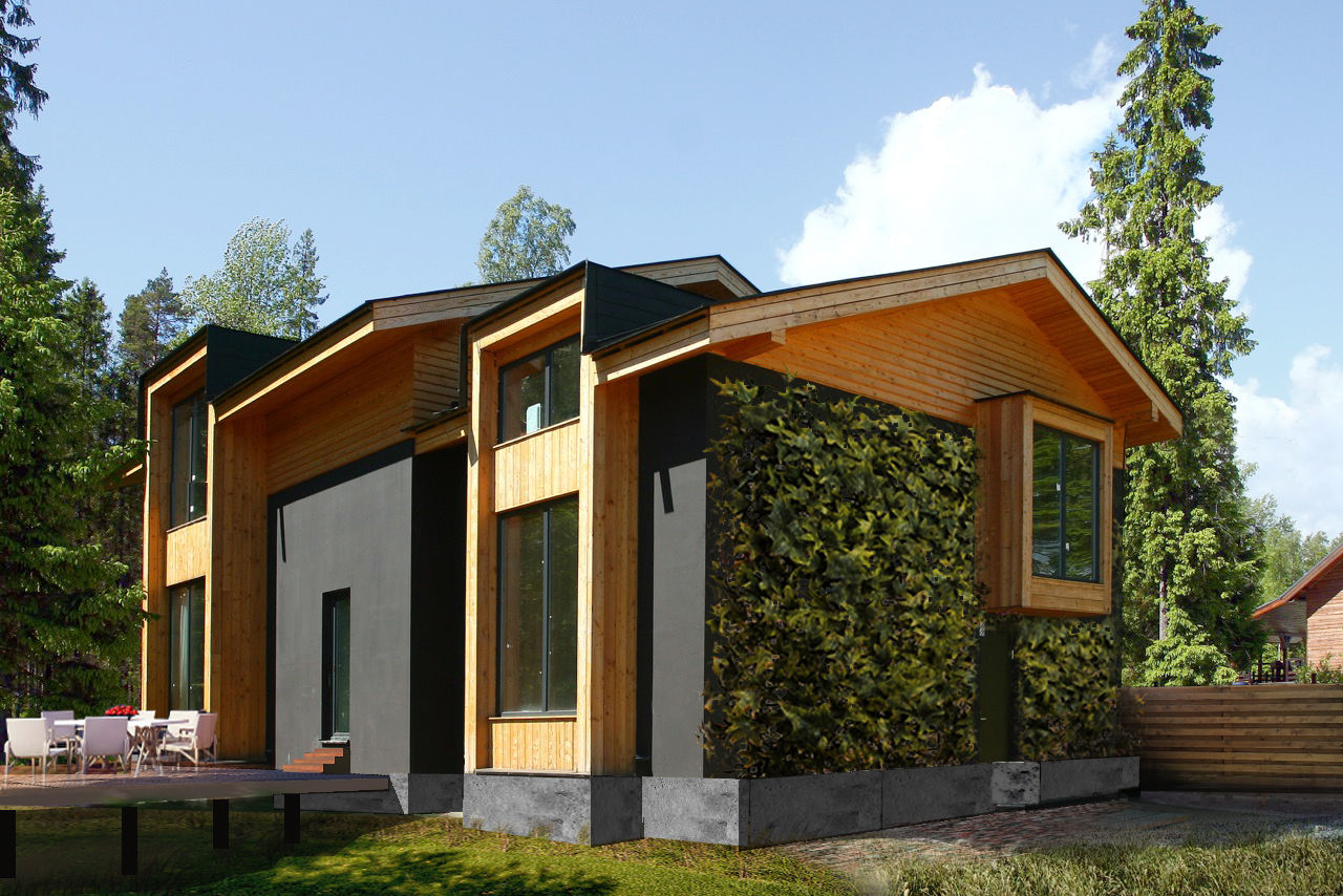 Дом в уровнях, Snegiri Architects Snegiri Architects Scandinavische huizen