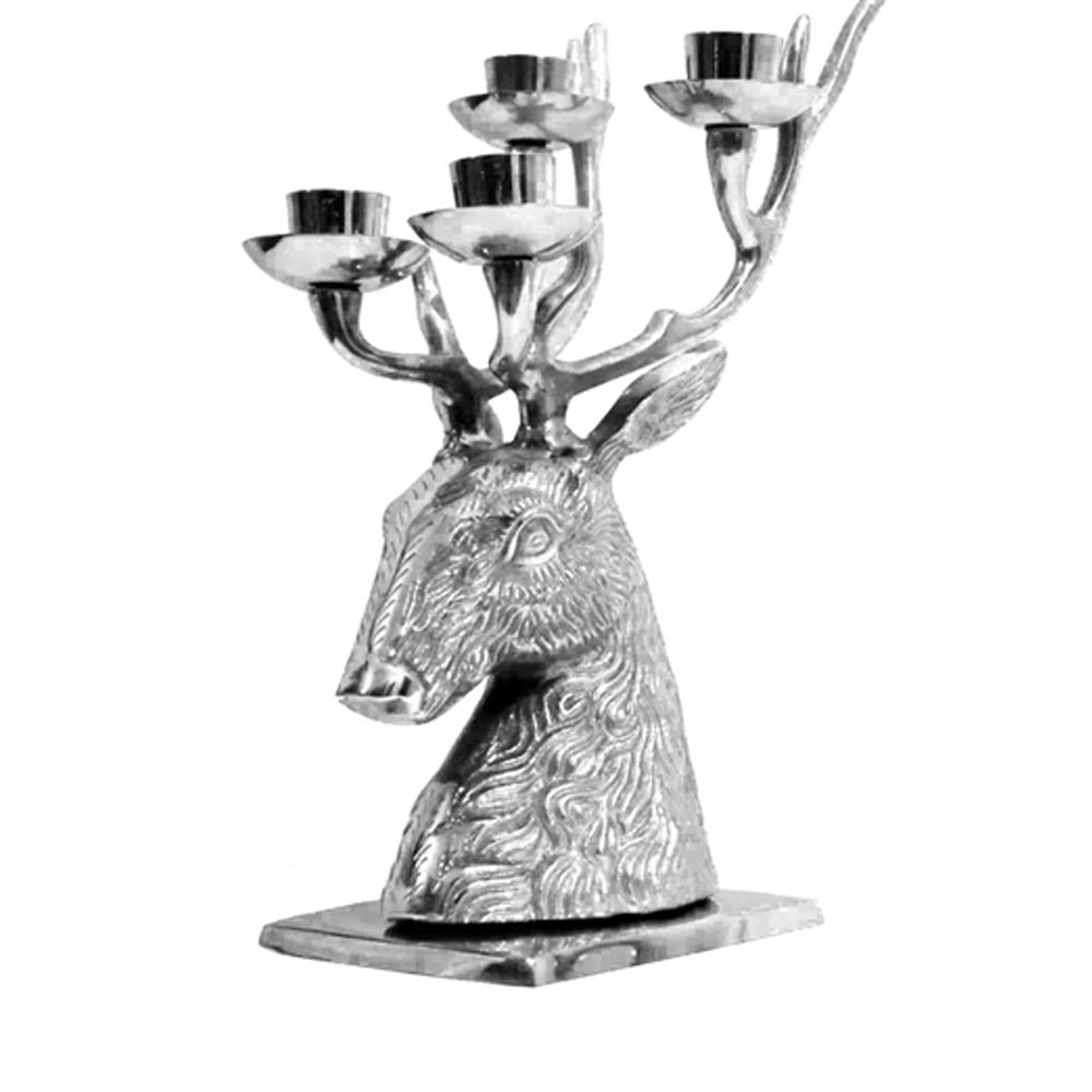 Engraved Nickel 4 - light Deer Candle Holders, M4design M4design Azjatycki ogród Donice i wazy