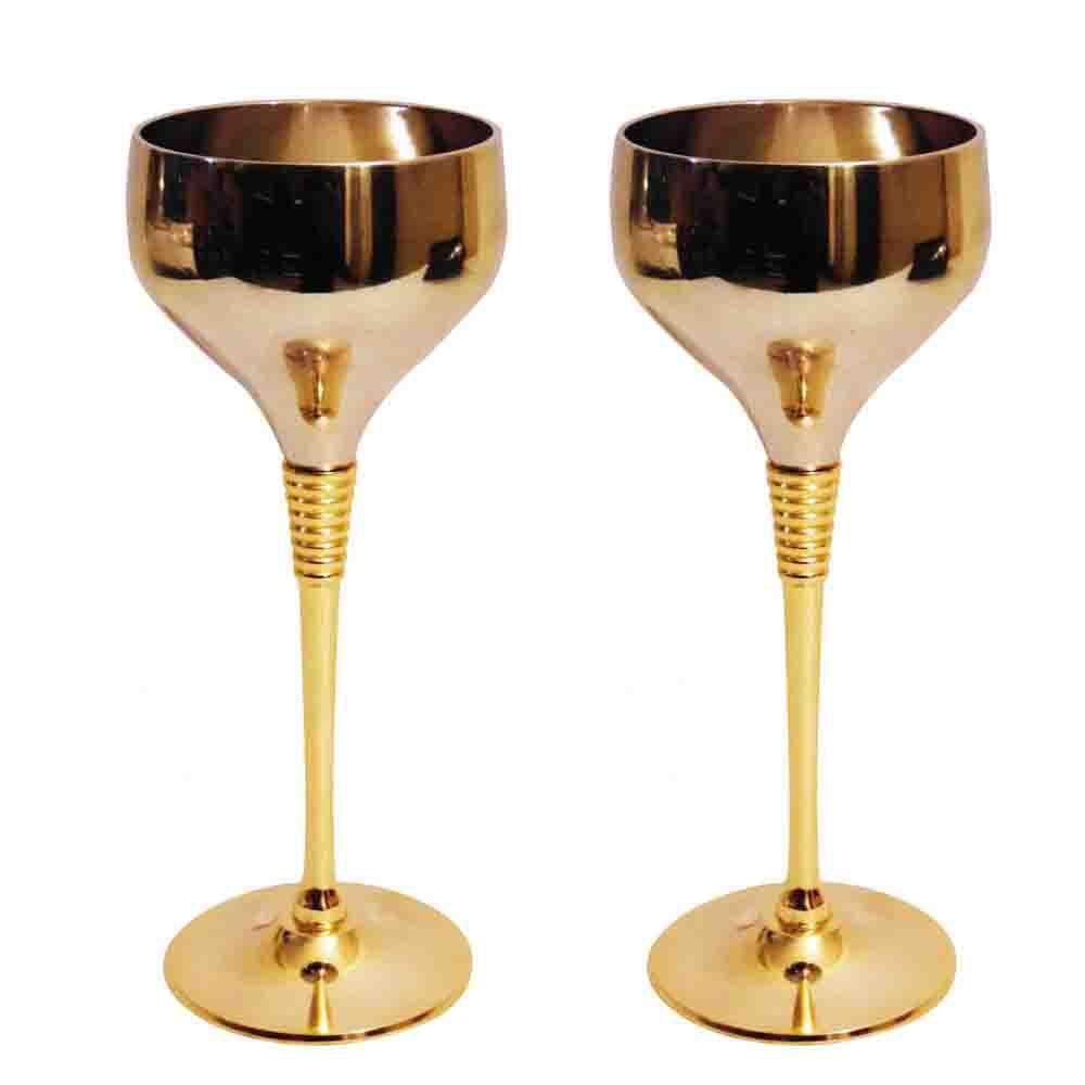 24K Gold Plated 2 Pc Wine Glasses Gift Set, M4design M4design Столовая комната Аксессуары и декор