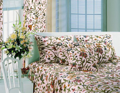 Crewel Bedspread Crewel Fabric From Zia Enterprises Modern living Accessories & decoration