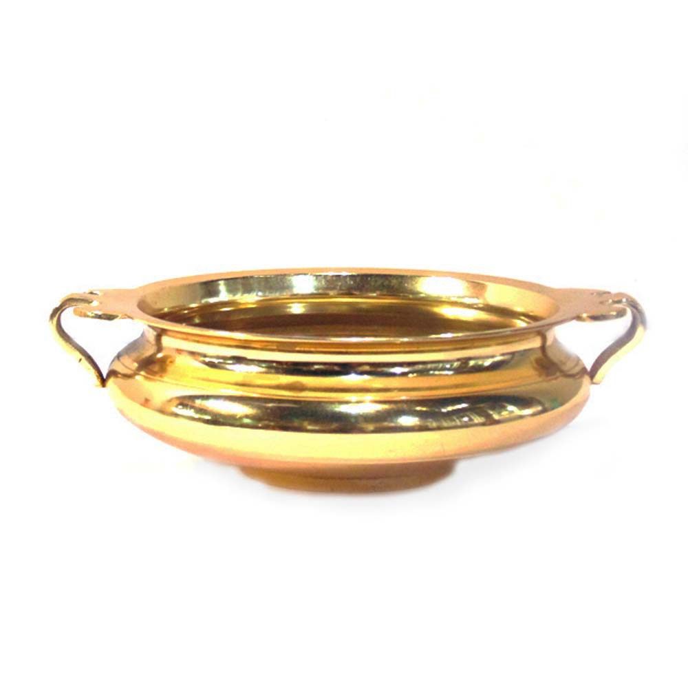 Decorative Gold Plated Brass Urli With Handle M4design Asian style kitchen Kitchen utensils