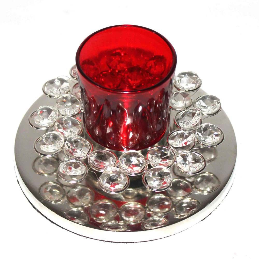 Crystal Decor Red Glass Votive Tealight Holders, M4design M4design Asyatik Evler Ev Aletleri