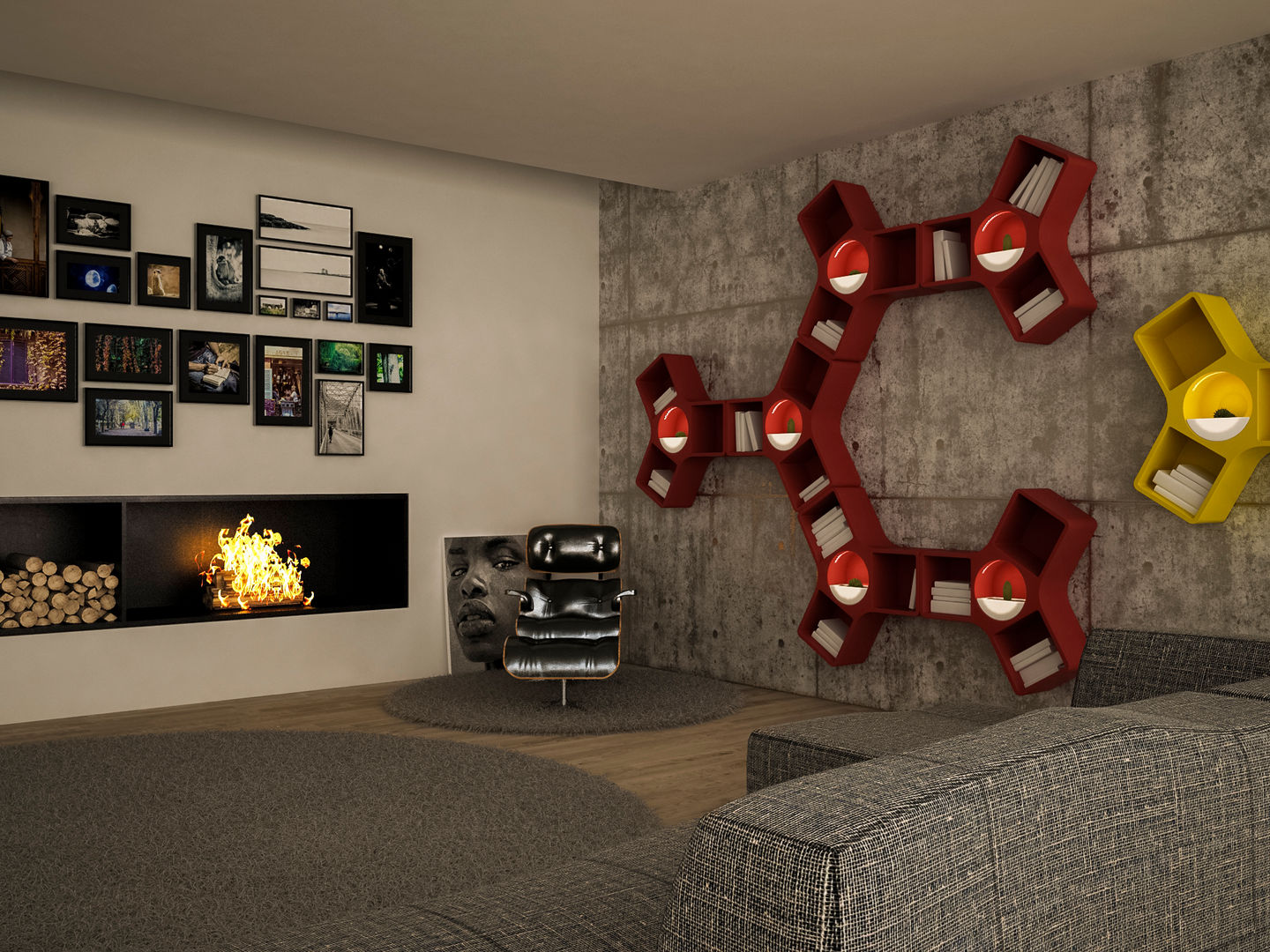 Concept - With its shape similar to the letter “Y”: Ypsilon, d-Lab studio d-Lab studio Living room Storage