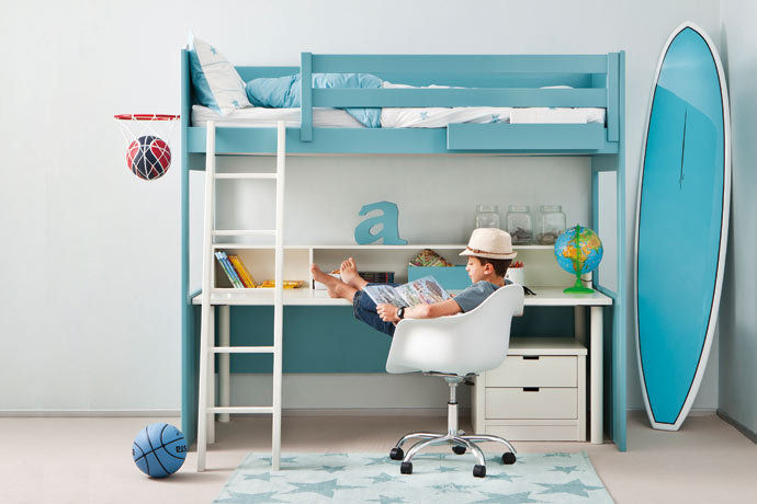 Litera loft con mesa de escritorio integrada Sofás Camas Cruces Habitaciones para niños