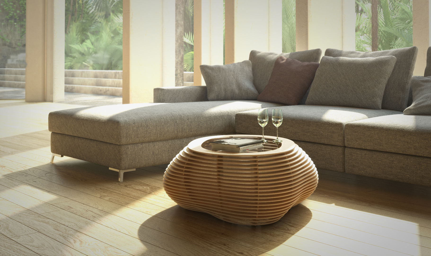 Ciottolo, form.bar form.bar Modern living room Engineered Wood Transparent Side tables & trays