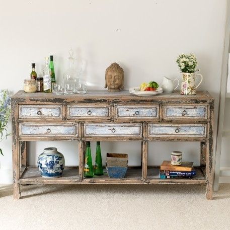 Rustic Blue Antique Dresser with Seven Drawers homify Living room Lighting