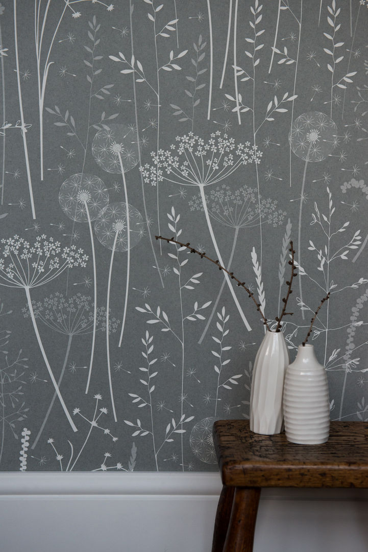 Paper Meadow in Charcoal , Hannah Nunn Hannah Nunn Walls Wallpaper