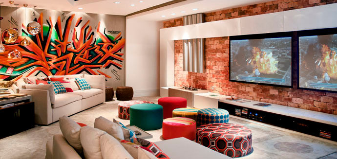 Home Theather CASACOR, Arte do Rizo Arte do Rizo Asian style media room