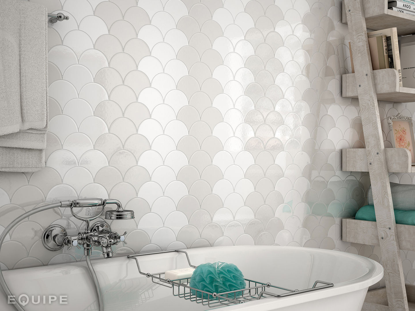 Scale Wall Tile, Equipe Ceramicas Equipe Ceramicas 地中海スタイルの お風呂・バスルーム セラミック
