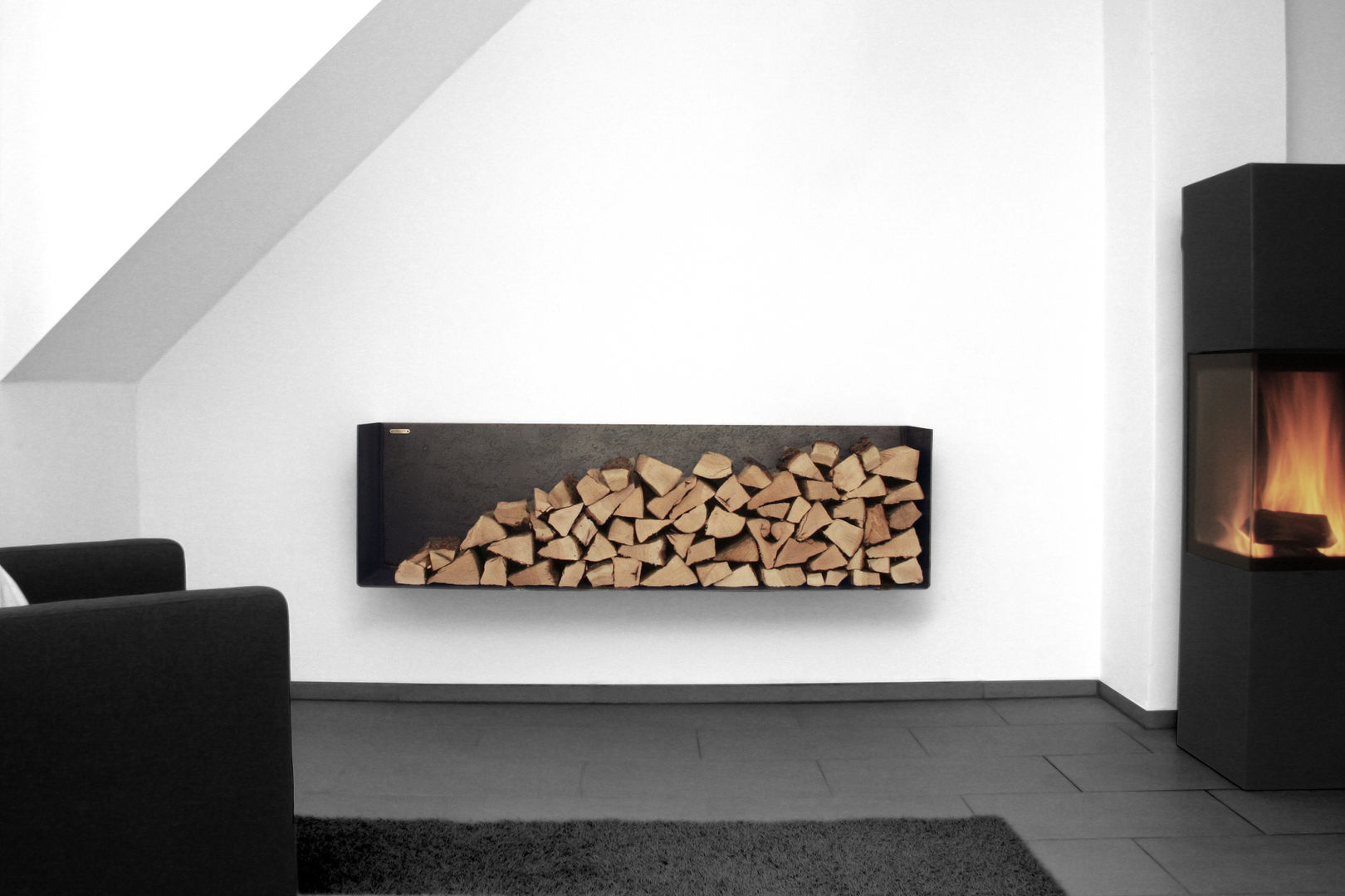 Kaminholzregal FERRO, Goldau & Noelle Goldau & Noelle Modern living room Fireplaces & accessories