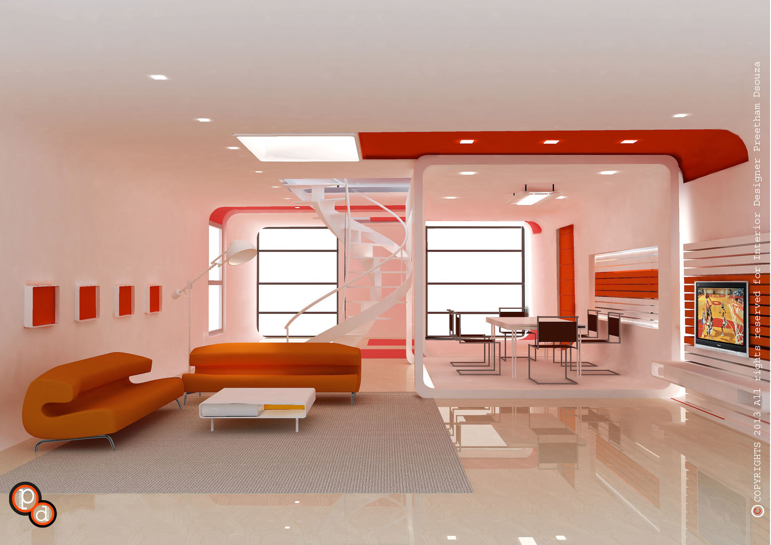 Living spaces, Preetham Interior Designer Preetham Interior Designer Salon moderne