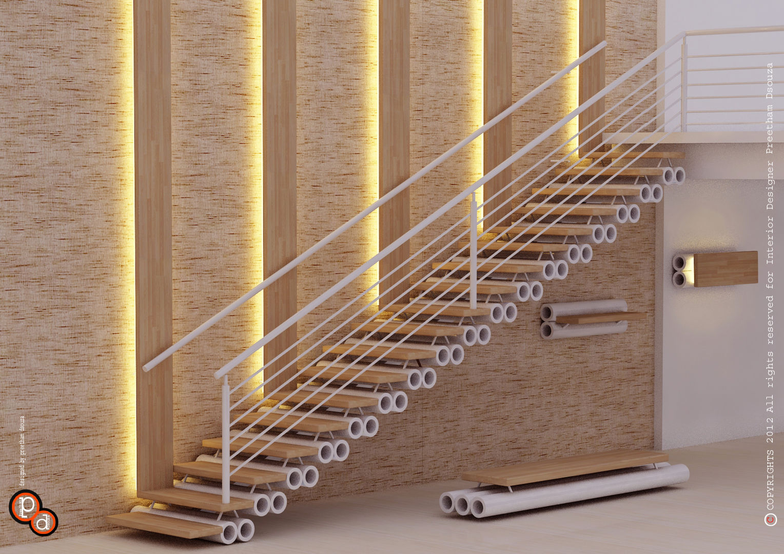 Staircase Design -Pipes Preetham Interior Designer Modern Corridor, Hallway and Staircase