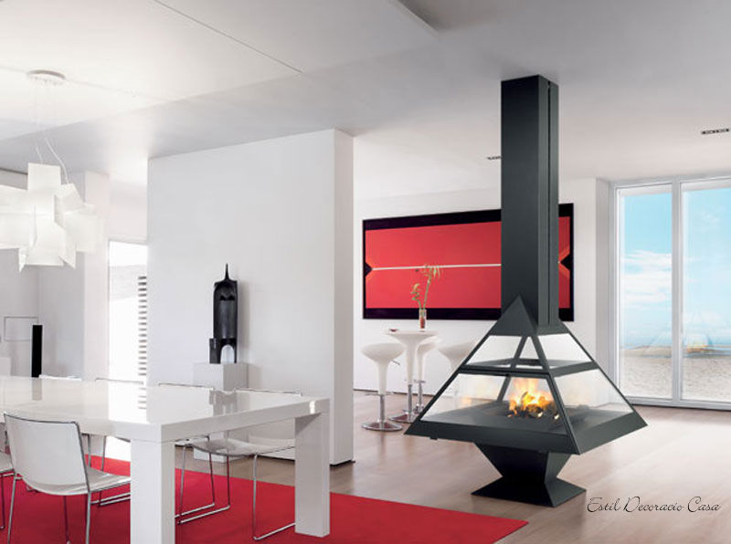 Cheminée centrale Admeto, insert insert Salones de estilo minimalista Chimeneas y accesorios