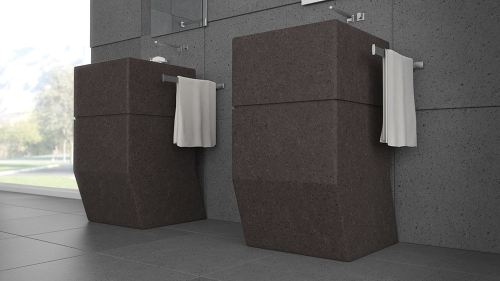 Brown lava stone sink Ranieri Pietra Lavica Modern bathroom