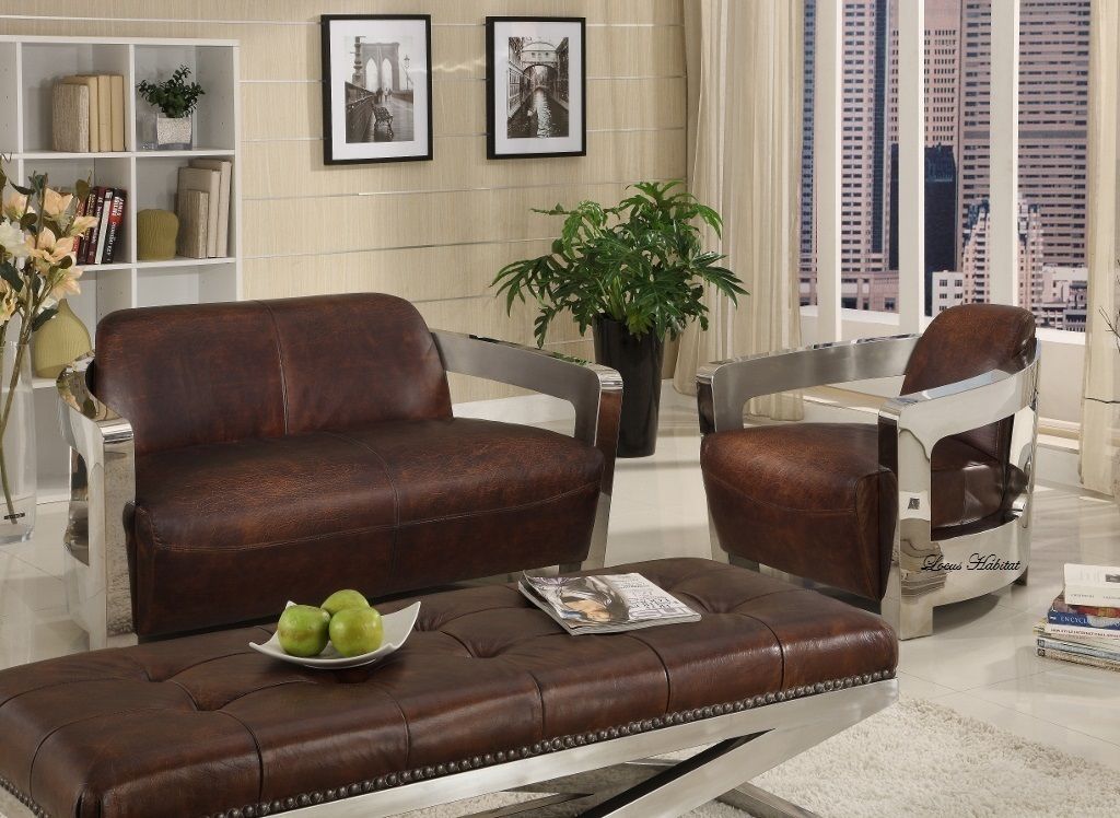 Two-seater leather sofa from Locus Habitat Locus Habitat Minimalist living room Sofas & armchairs