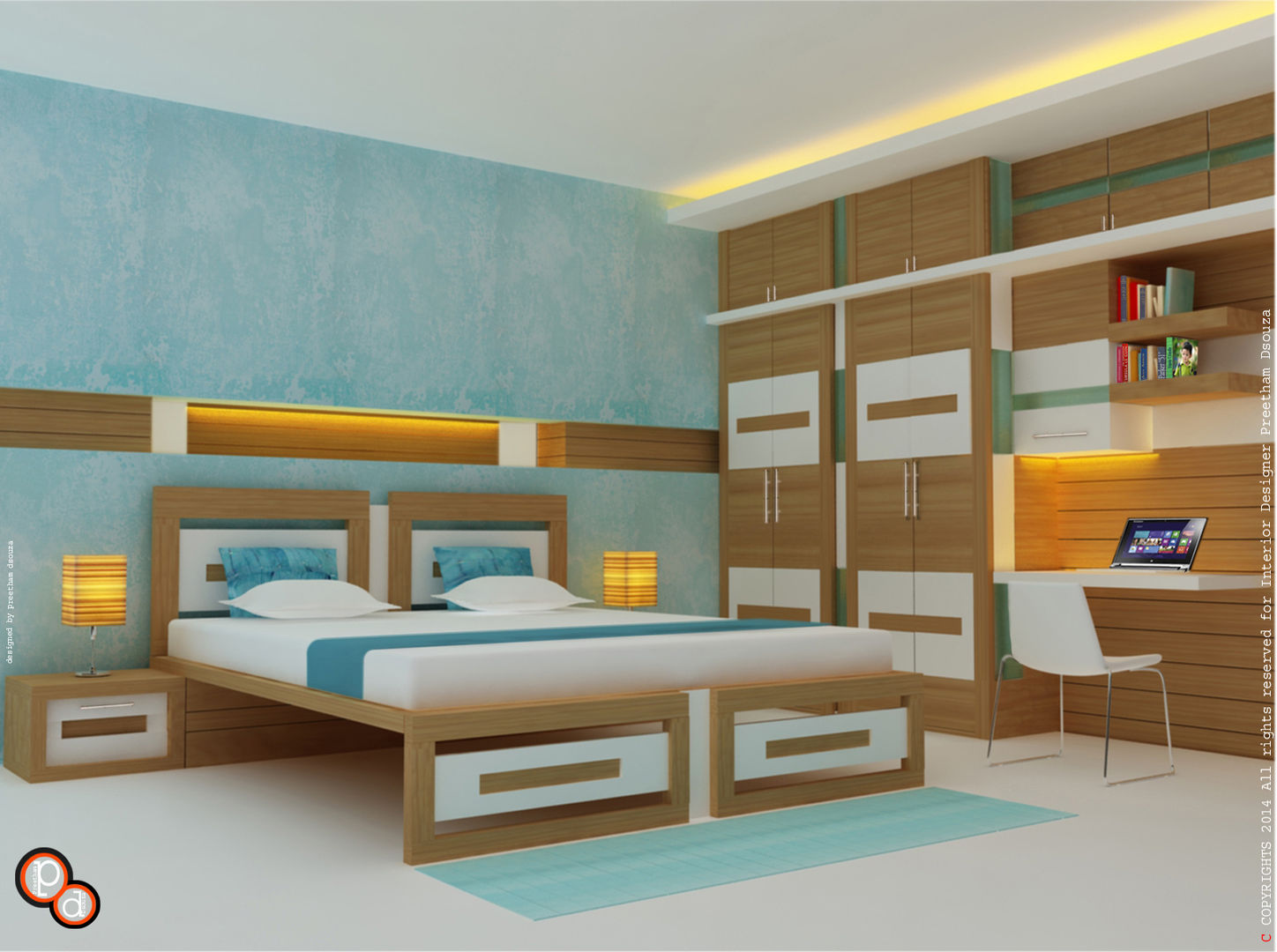 Bedroom Interiors -- Karthik residence Preetham Interior Designer Modern style bedroom