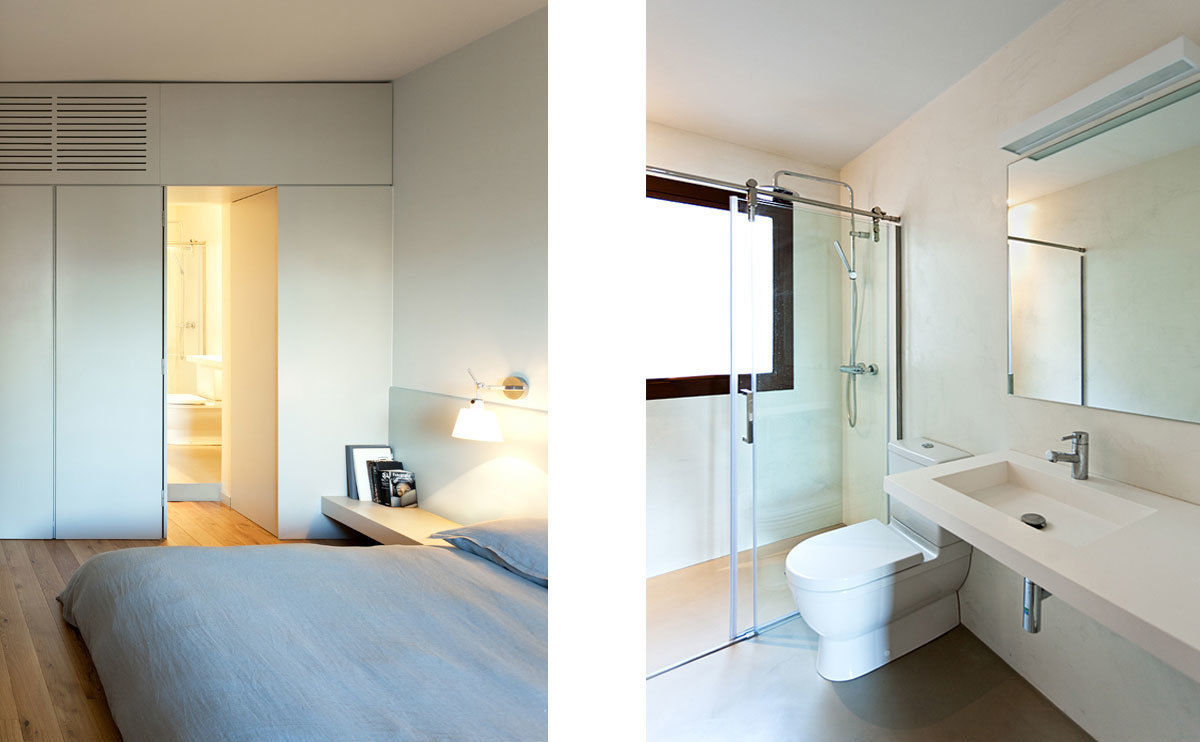 Dormitorio y baño ACABADOMATE Dormitorios modernos: Ideas, imágenes y decoración