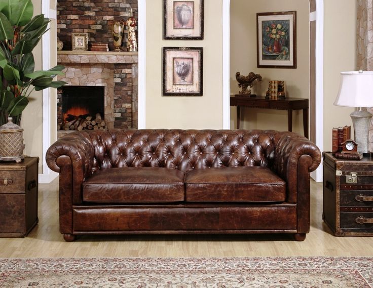 Leather Chesterfield Sofa Locus Habitat Classic style living room