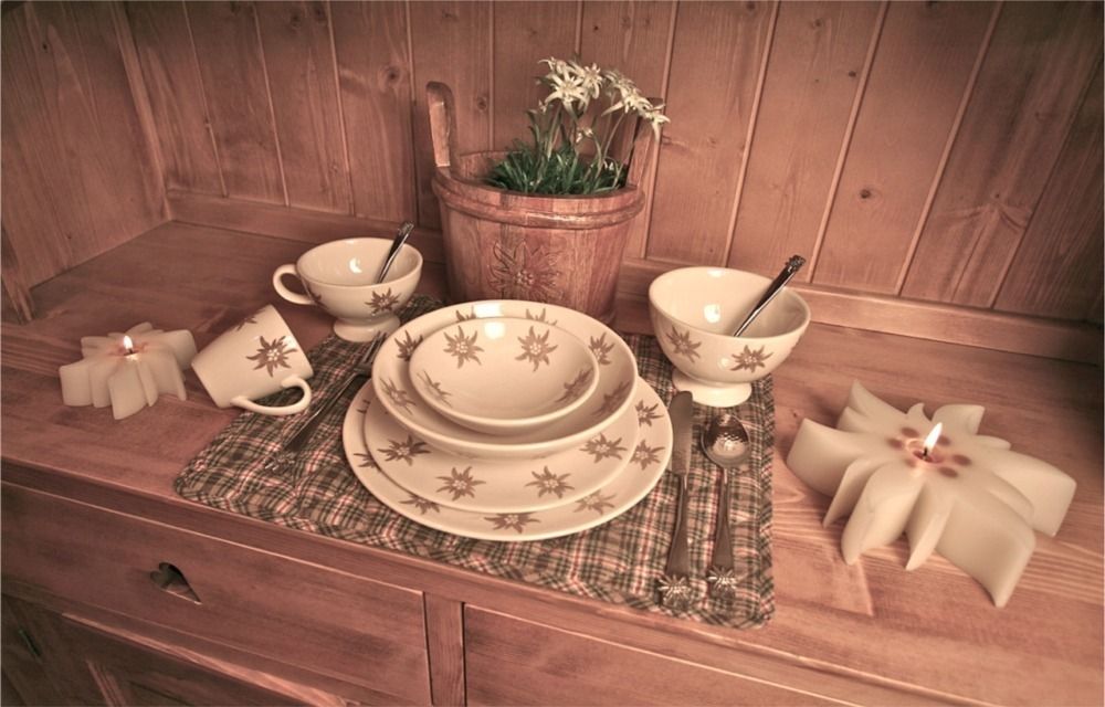 Small breakfast cup with hand painted edelweiss LES SCULPTEURS DU LAC Rustic style kitchen Cutlery, crockery & glassware