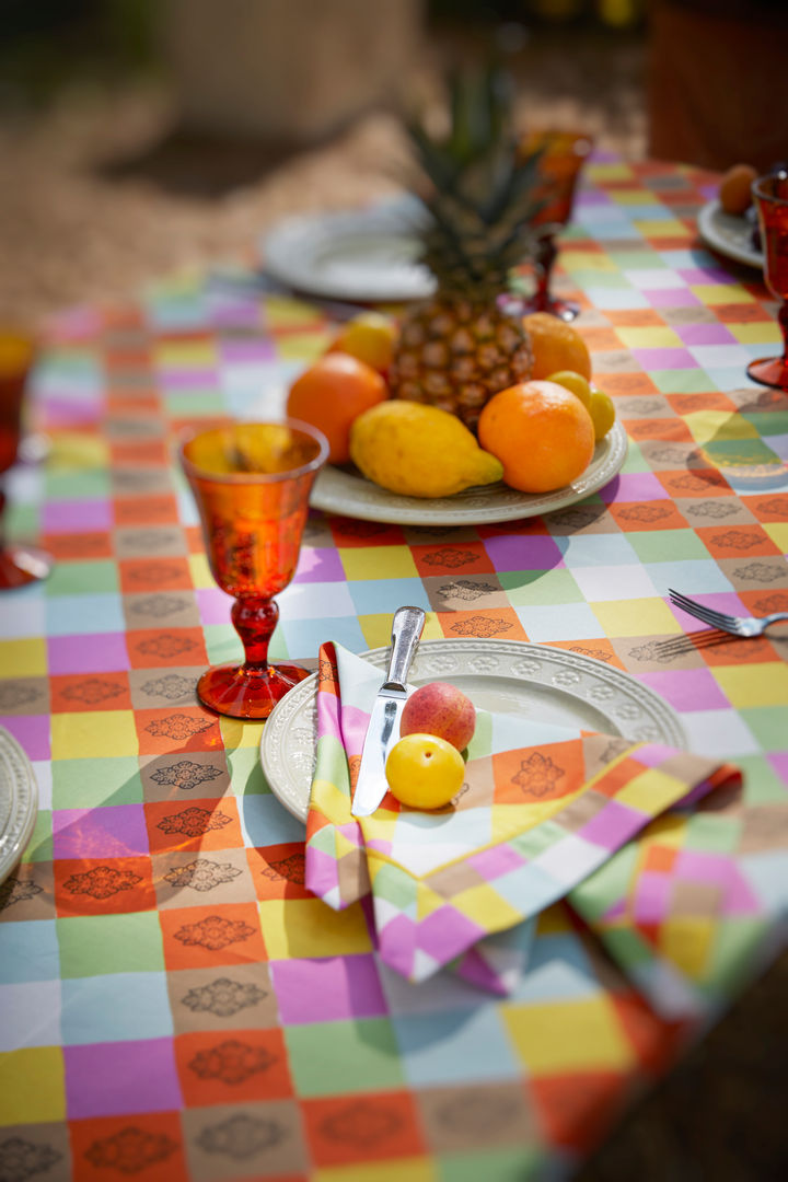 SERVIETTE DE TABLE "GRANDES CABANNES" JAUNE audrey.callegher Chambre méditerranéenne Textiles