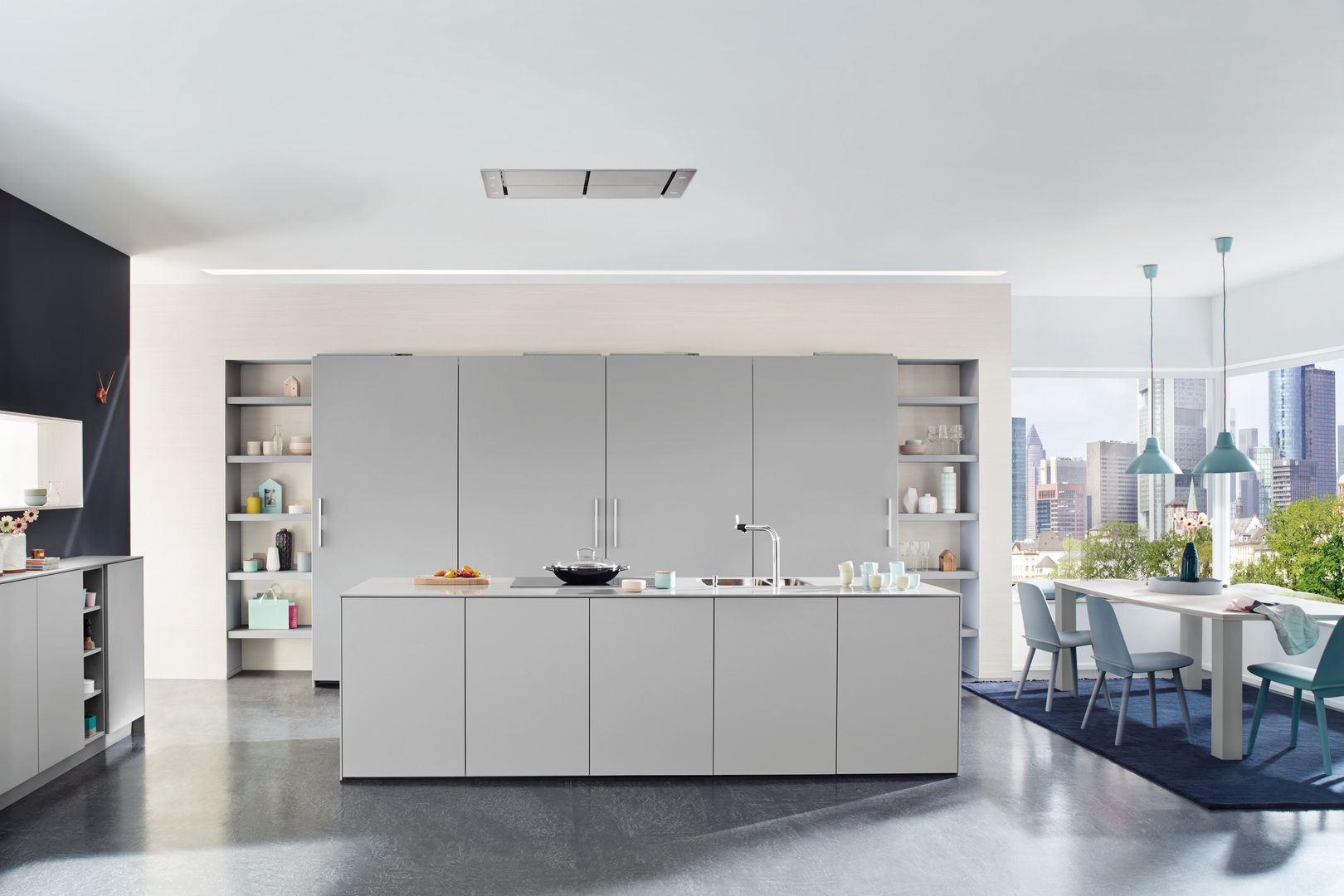 Samt-Lack Delphingrau, Ballerina-Küchen Heinz-Erwin Ellersiek GmbH Ballerina-Küchen Heinz-Erwin Ellersiek GmbH Nhà bếp phong cách hiện đại Cabinets & shelves