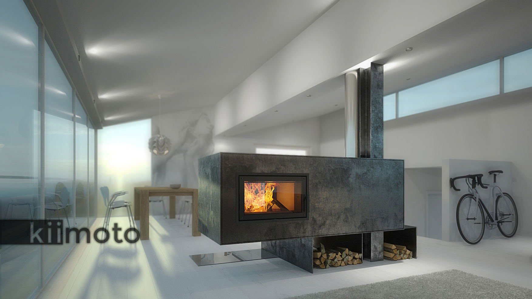 .kii7 | kiimoto - schwebender Kamin, kiimoto kamine kiimoto kamine Modern living room Fireplaces & accessories