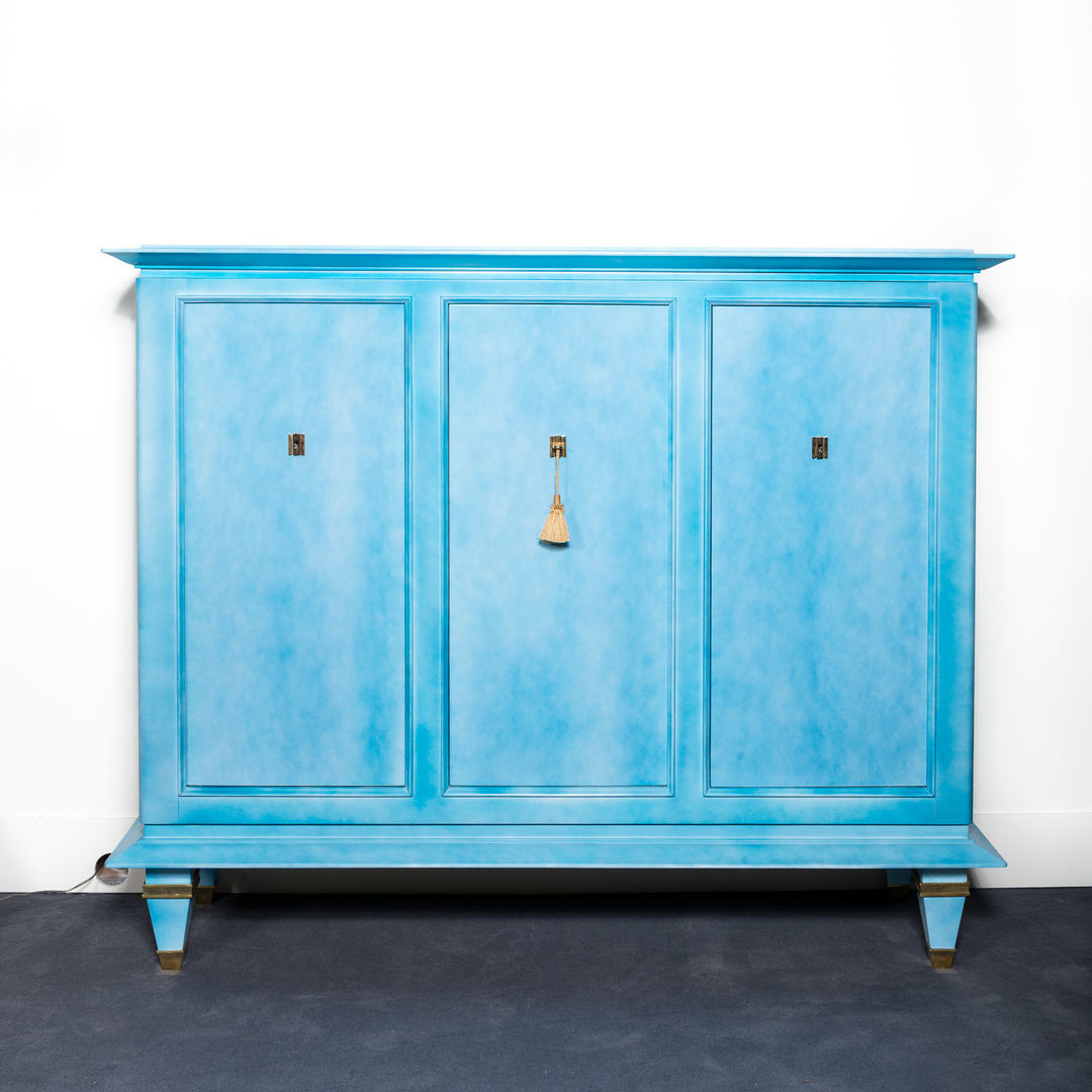 Cabinet in blue lacquer cloudy by Dominique circa 1940, BDV Deco et Dany Art design BDV Deco et Dany Art design Mais espaços Outras obras de arte