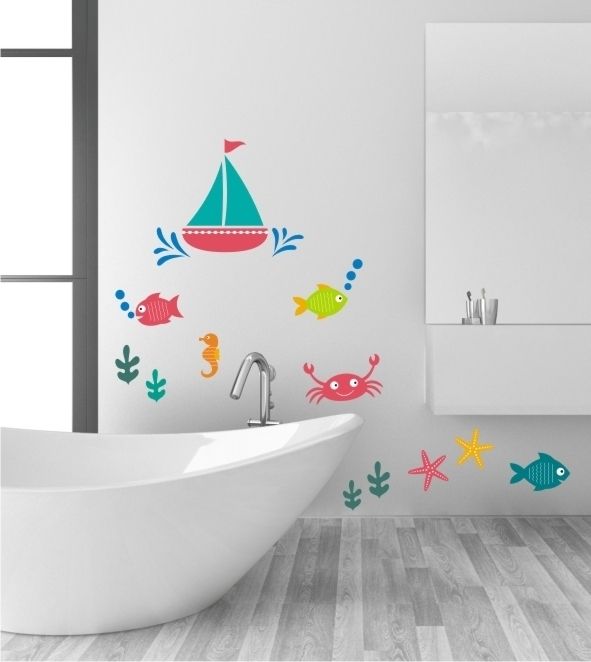 Wandsticker Unterwasser Set www.wandtattoo-home.de Moderne Badezimmer Dekoration