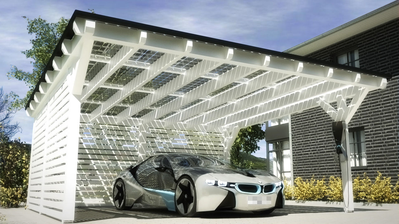 Solar-Glas-Carport, Solarterrassen & Carportwerk GmbH Solarterrassen & Carportwerk GmbH Гараж в стиле модерн Гаражи