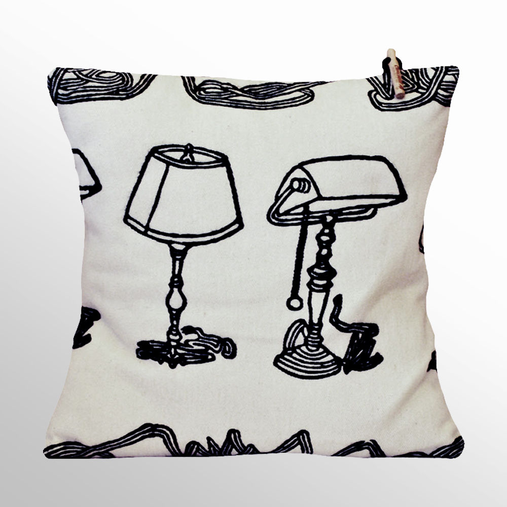 Chouchette 'Lamp' Cushion illustrated by artist Gabriela Vainsencher Chouchette Modern Evler Aksesuarlar & Dekorasyon