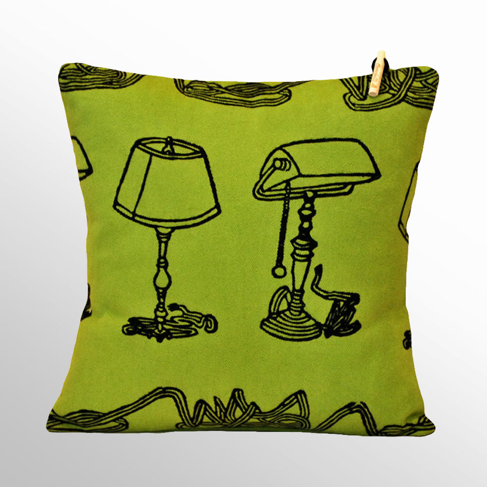 Chouchette 'Lamp' Cushion illustrated by artist Gabriela Vainsencher Chouchette Modern Evler Aksesuarlar & Dekorasyon