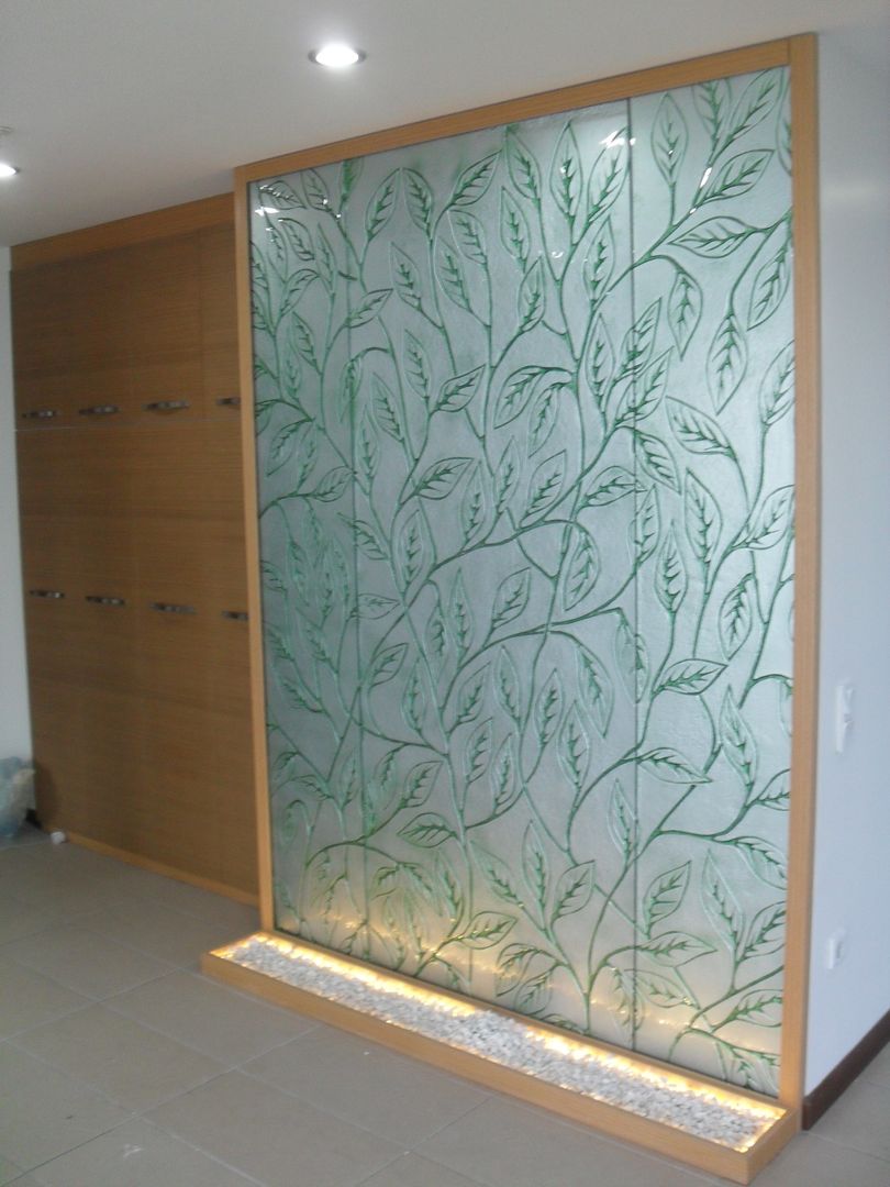 Decorative Glass Wall Panels YBM Tasarım Dekoratif Cam Paneller Ogród wewnętrzny Szkło Zieleń wewnątrz
