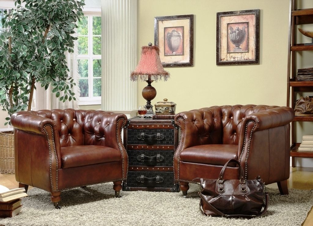 Chesterfield Inspired Leather Armchair Locus Habitat غرفة المعيشة Sofas & armchairs