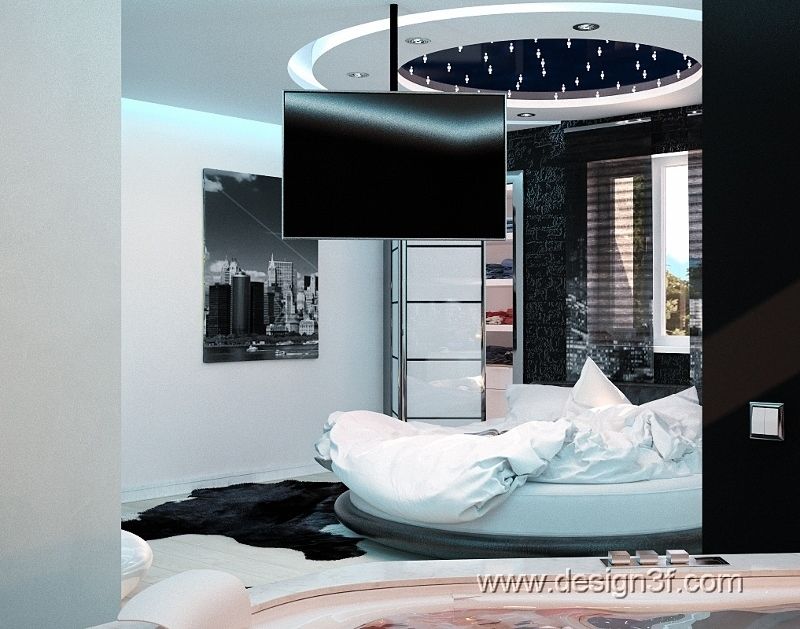 Спальня в стиле хай-тек, , студия Design3F студия Design3F Modern style bedroom