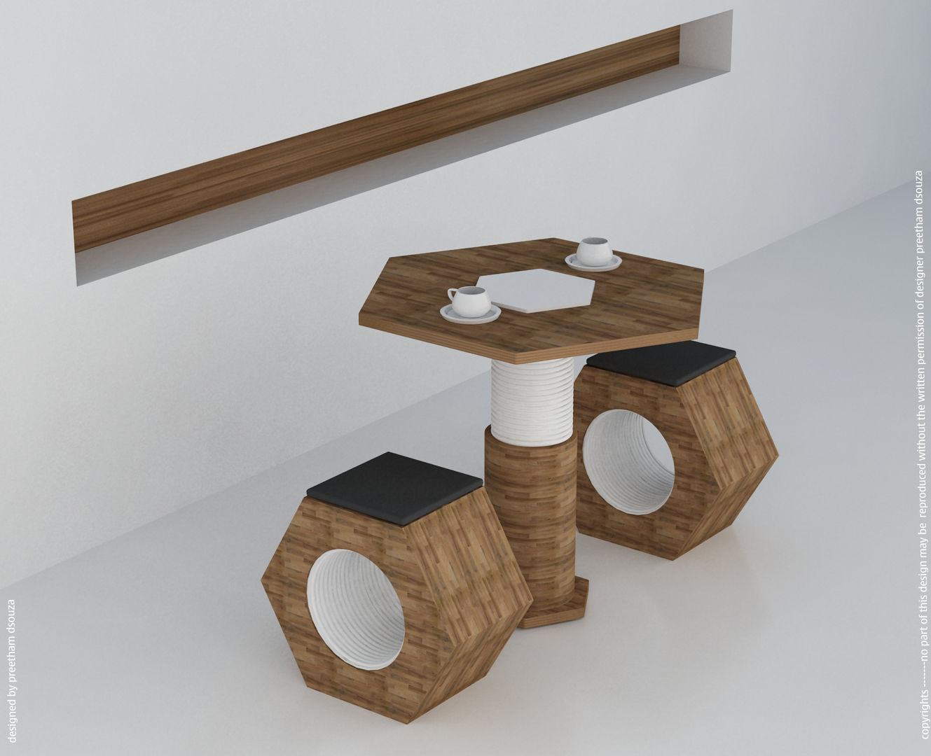 Coffee table 2 seater --- concept Nut & Bolt Preetham Interior Designer Rustic style balcony, veranda & terrace Furniture