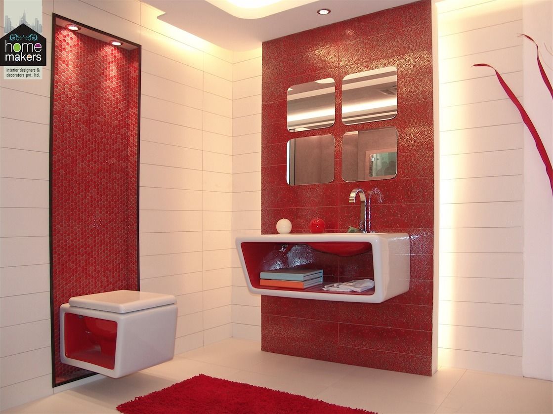 Ultra-Modern Red Washroom homify Modern bathroom