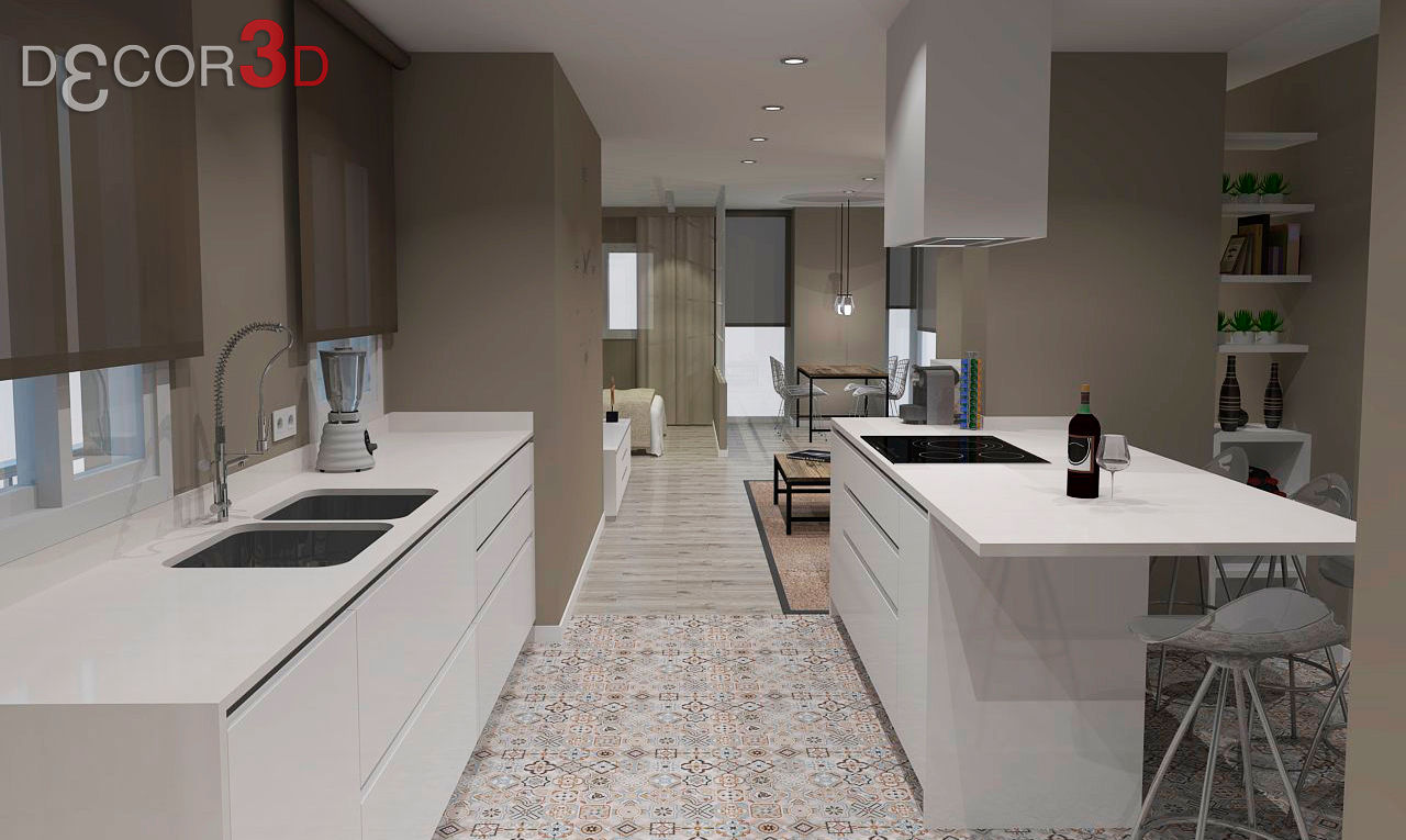 PROYECTO EN POBLE NOU, Nuria Decor3D Nuria Decor3D 지중해스타일 주방