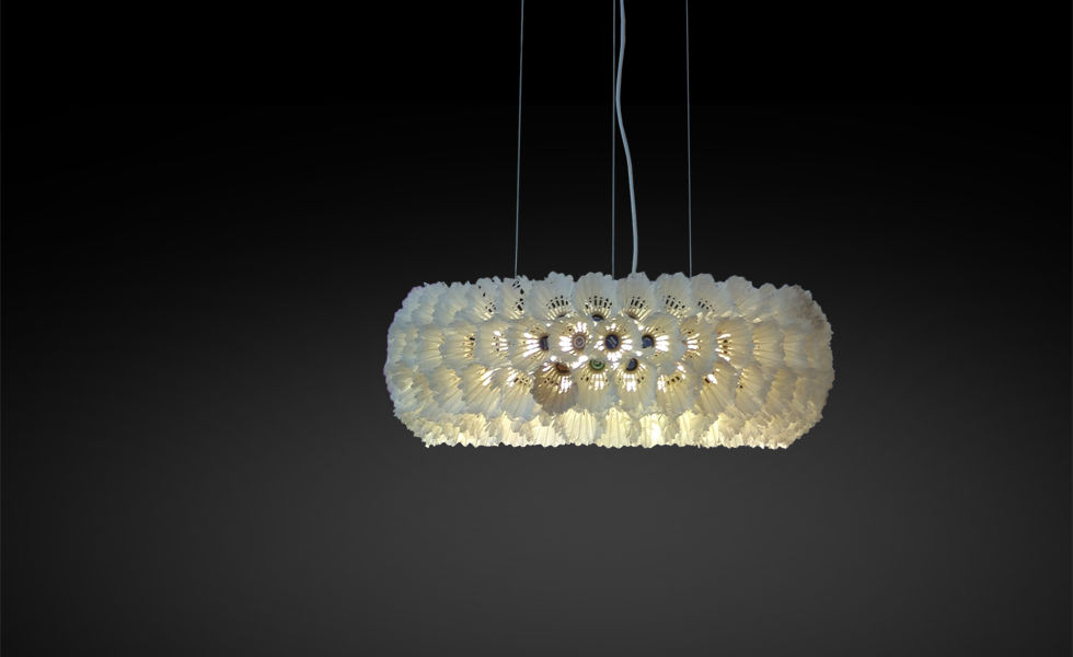 federballlampe gabarage upcycling design Ausgefallene Esszimmer Beleuchtungen