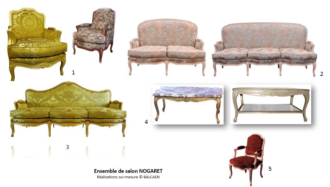 Ensemble de salon style LOUIS XV, BALCAEN Mobilier de style, Paris BALCAEN Mobilier de style, Paris Ruang Keluarga Klasik Sofas & armchairs