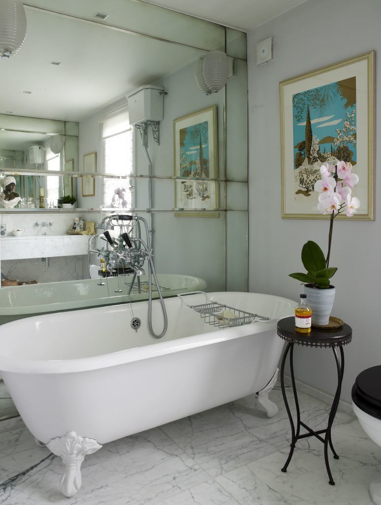 Antique Mirrored Master Bathroom Splashback Mirrorworks, The Antique Mirror Glass Company Salle de bain moderne