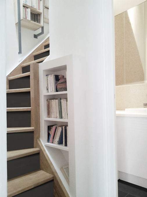 Détail escalier Yeme + Saunier Couloir, entrée, escaliers minimalistes