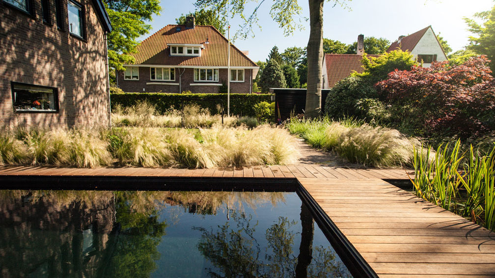 Een villatuin voor levensgenieters Studio REDD exclusieve tuinen Moderne zwembaden Plant,Water,Dag,Raam,Lucht,Natuurlijk landschap,Boom,Gebouw,Zonlicht,vegetatie