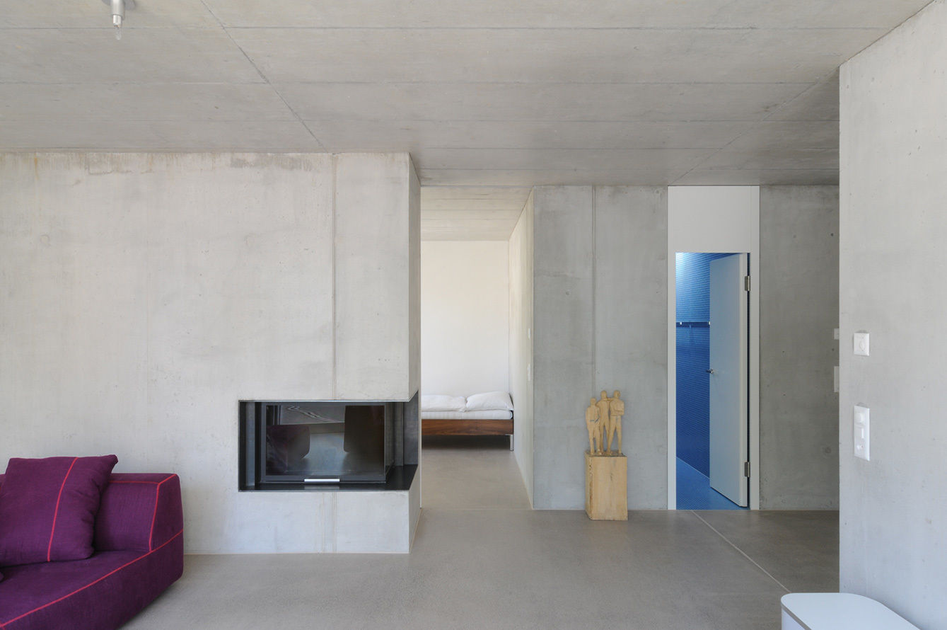 Wohn- und Atelierhaus Mühlestrasse, Edlibach Schweiz, amreinherzig amreinherzig Minimalist Oturma Odası