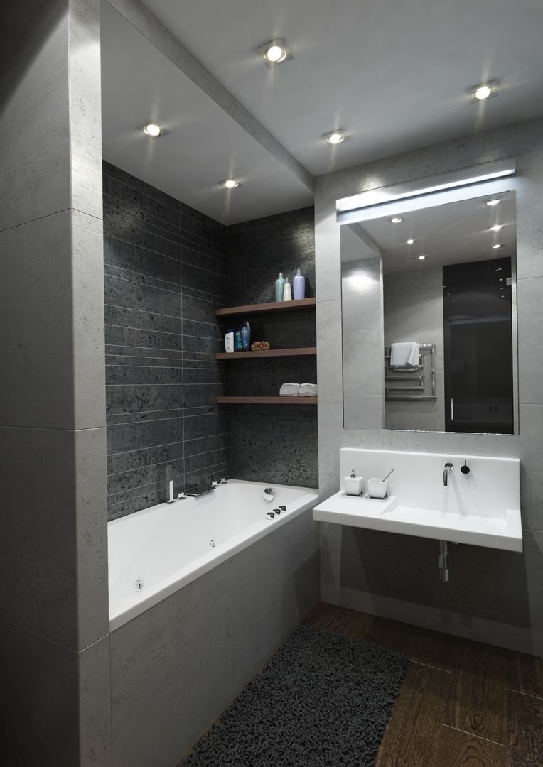 Квартира V, MIODESIGN MIODESIGN Phòng tắm phong cách tối giản Bathtubs & showers